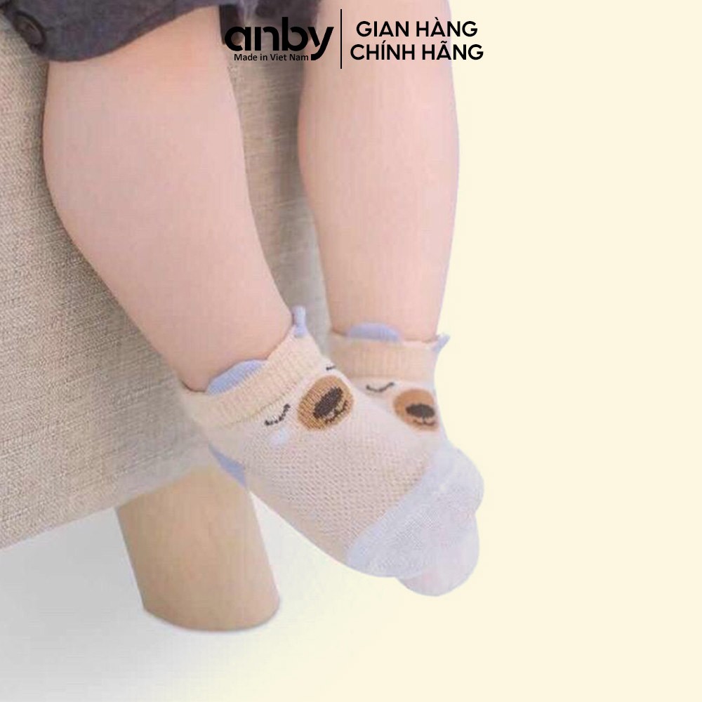 Set 5 đôi tất lưới trẻ em ANBY cotton chống trượt cho bé từ sơ sinh đến 2 tuổi