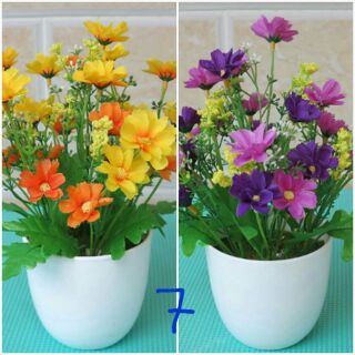 Combo 2 chậu hoa để bàn- hoa giả