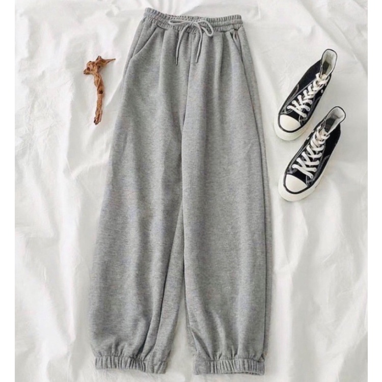 Quần ống rộng chất da cá- Quần jogger thể thao unisex dày dặn phong cách Ulzzang