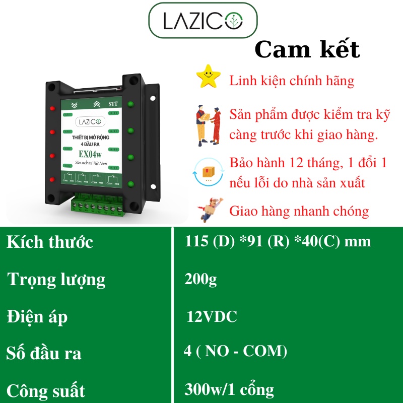 Bộ mở rộng 4 kênh kết hợp với EW03 và EW05 mở rộng tối đa 37 kênh LAZICO –EX04w