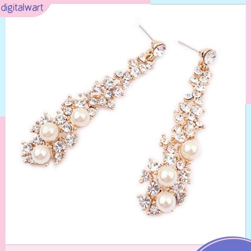 Khuyên Tai Dài Đính Đá Và Ngọc Trai Thời Trang Thanh Lịch Dành Cho Nữ