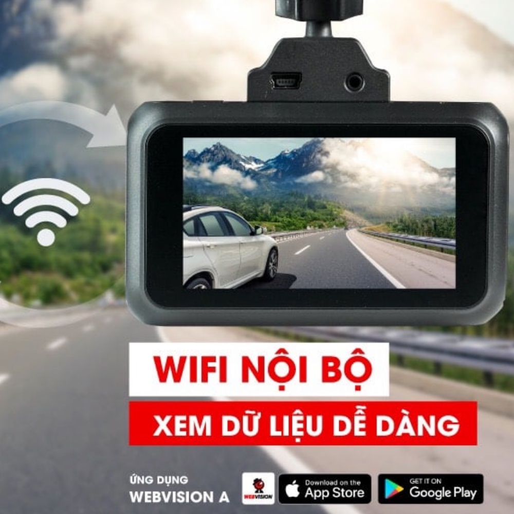 Camera Hành Trình Webvision A38 - Video 4K - AI Quét Biển Tốc Độ - Cảnh Báo Giao Thông - Wifi - GPS