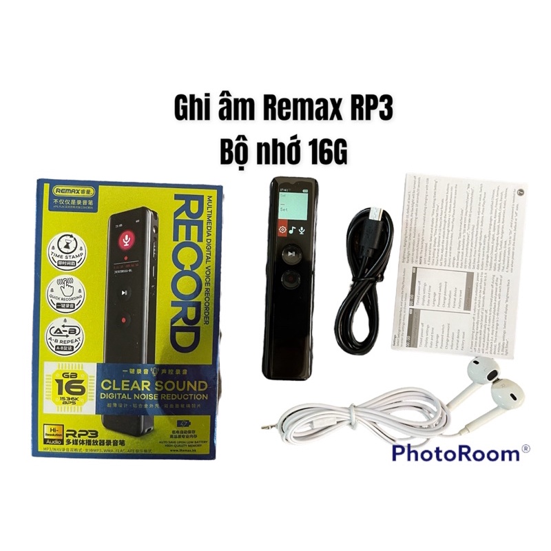 Máy ghi âm Remax chính hãng RP3 (bộ nhớ 16G) , cổng sạc Type C