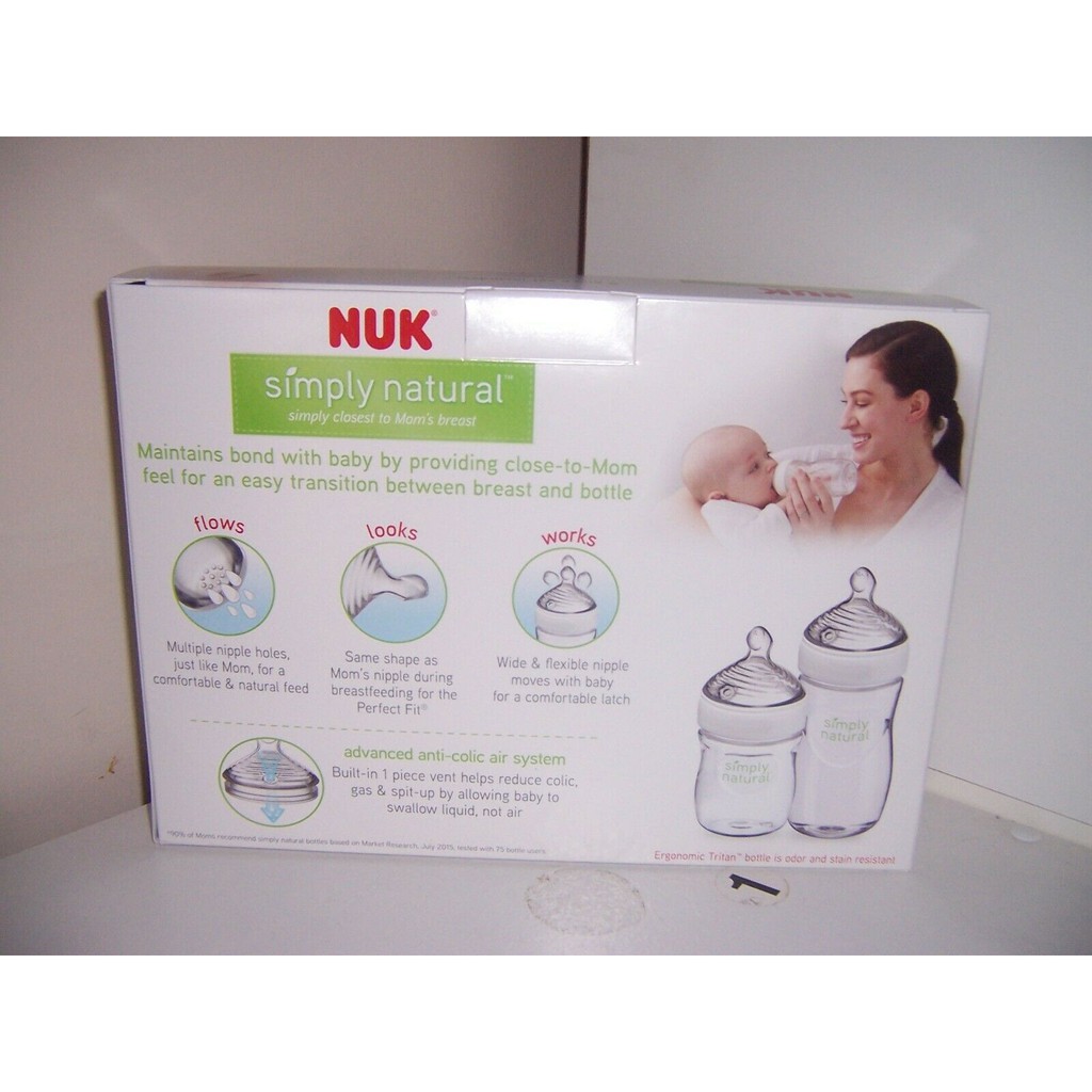 Set 4 bình sữa Nuk Simply Natural 150ml, 270ml, 2 ti giả