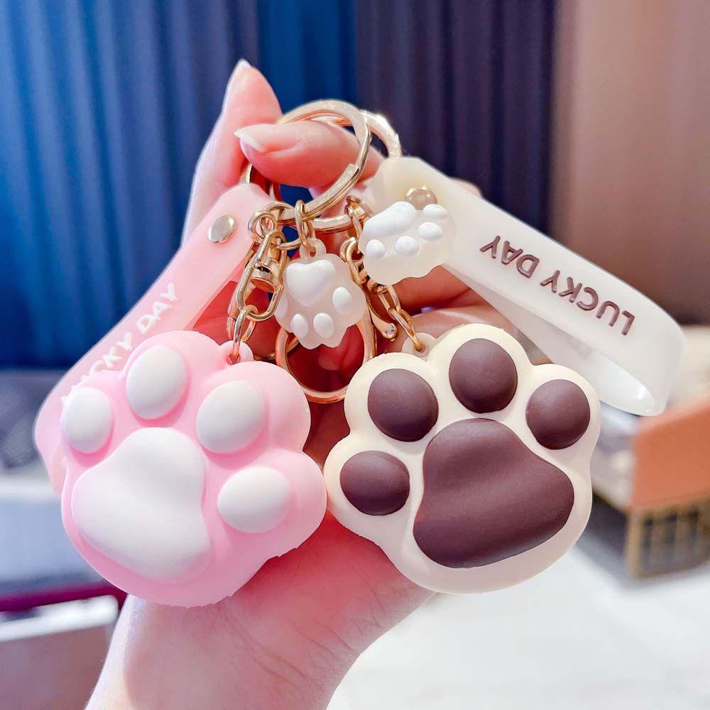 Móc Khóa Hình Dấu Chân Mèo Dễ Thương