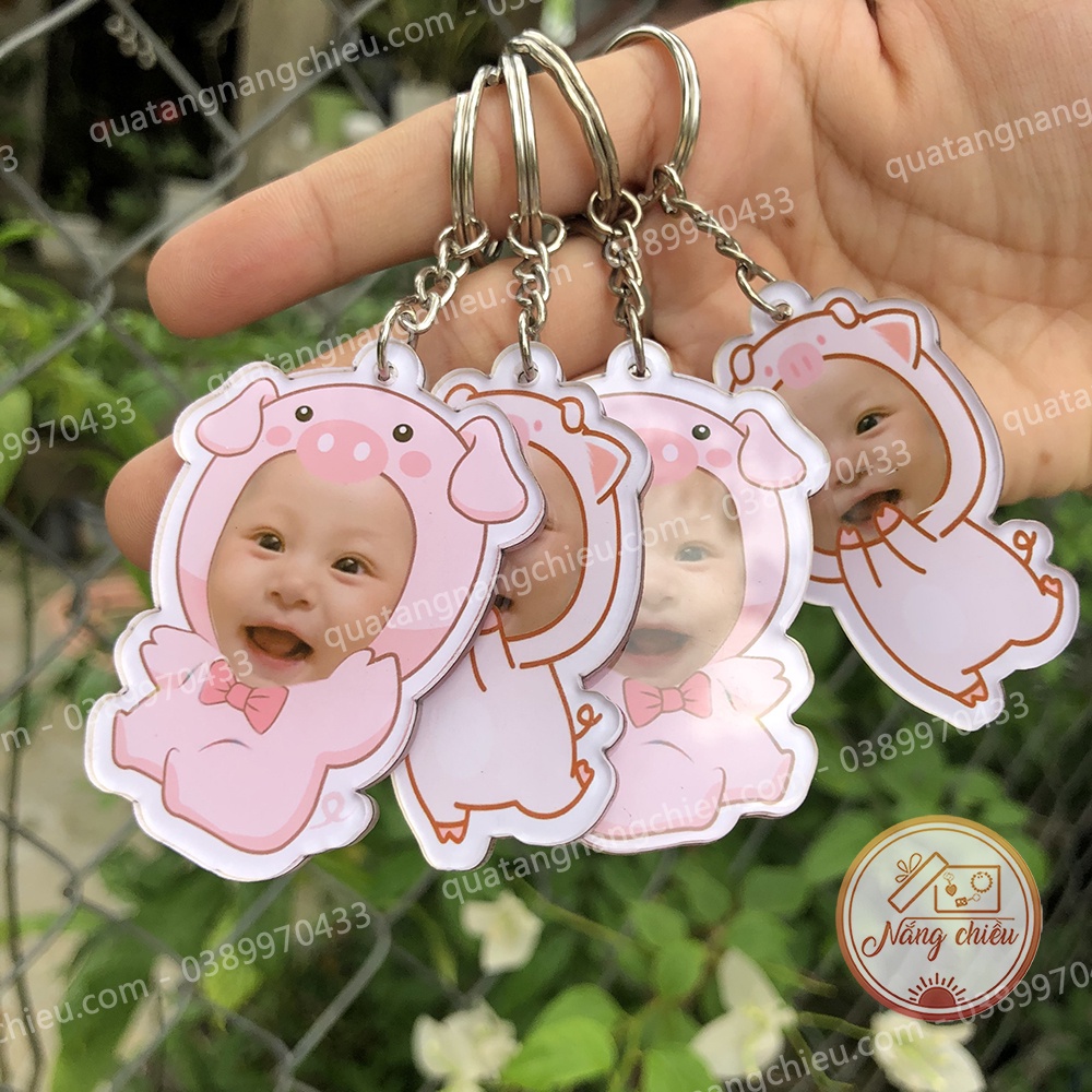 Móc khóa chibi ghép mặt dành cho bé gái siêu cute - Làm bằng mica cứng 2 mặt chống thấm nước