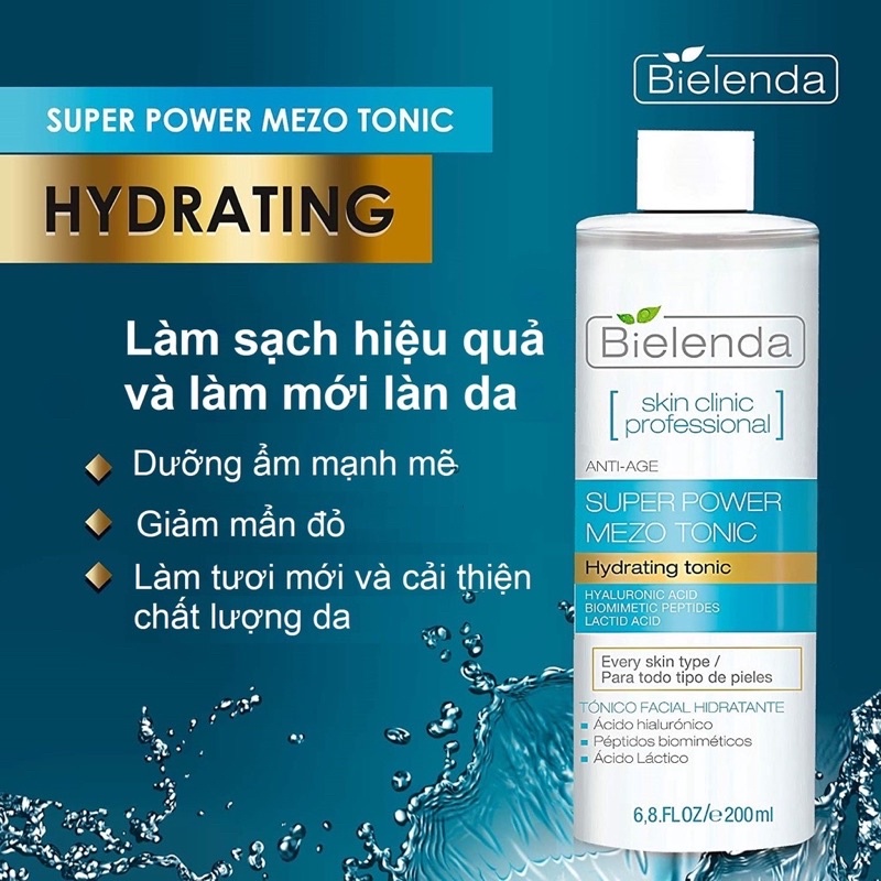 Toner Nước Hoa Hồng Bielenda xanh dương làm căng bóng, mờ thâm da 200ml