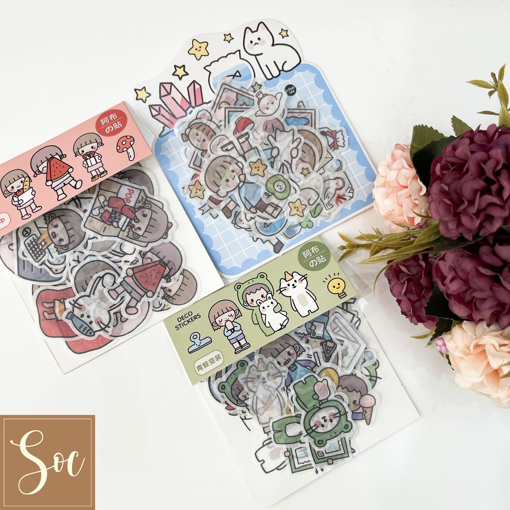 Gói Deco Stickers Tóc ngắn 40 miếng/set