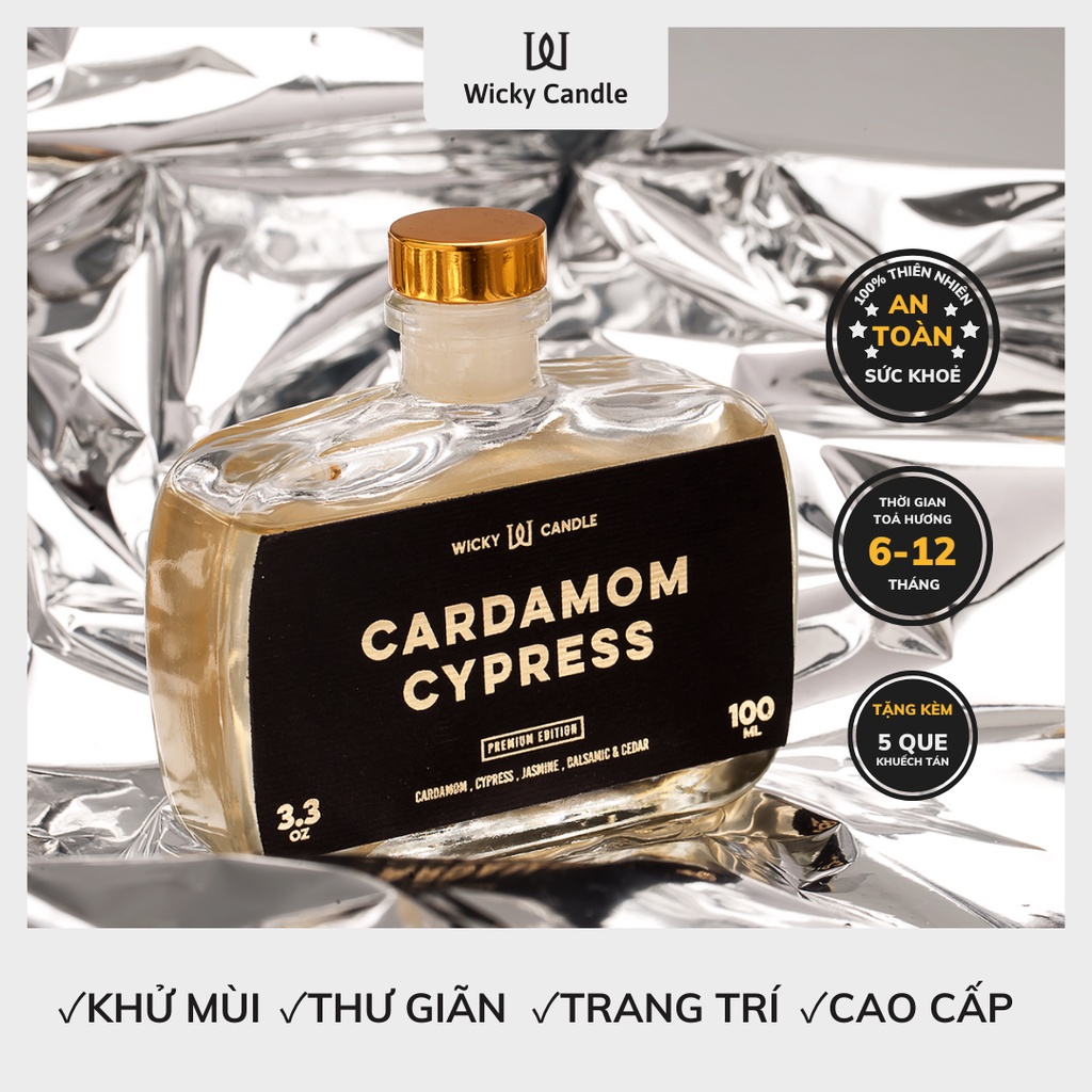 Wicky Candle - Tinh dầu tỏa hương CARDAMON CYPRESS 40ML/100ML