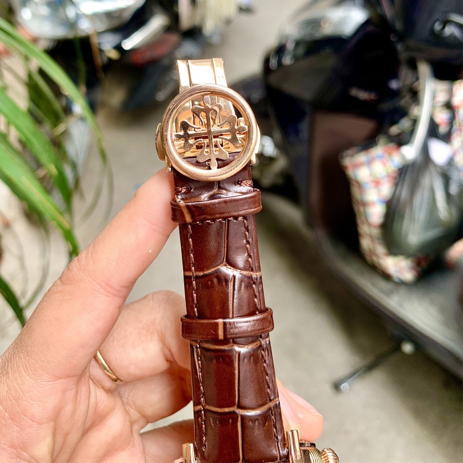 Đồng hồ Nam Patek 2 tim máy nhật, mặt trắng viền vàng, dòng cơ Automatic size 42mm-43mm | BigBuy360 - bigbuy360.vn