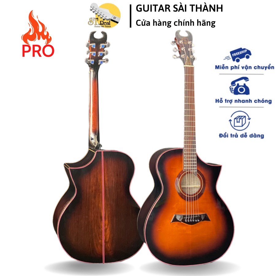 Đàn Guitar Custom Mã ST-CS5 Chính Hãng Guitar Sài Thành Chất Liệu Gỗ Cẩm Ấn Dáng Sừng