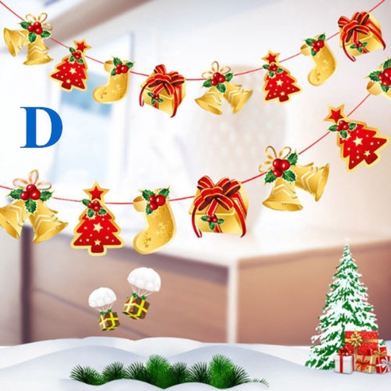 Dây cờ 2.5m hình chiếc tất/ông già Noel/nai sừng tấm nhiều kiểu dáng trang trí nhà cửa/văn phòng dịp Giáng Sinh