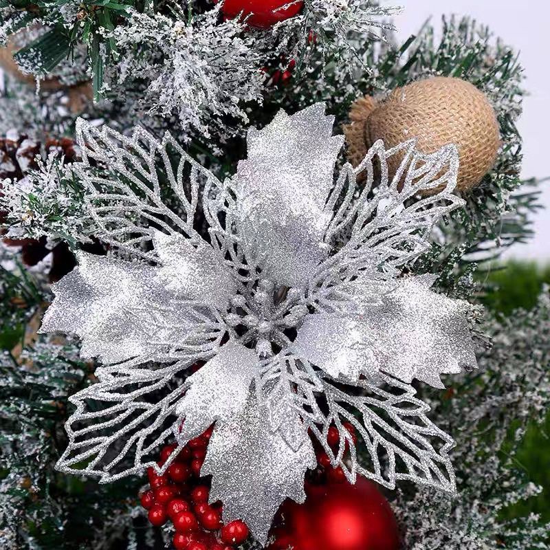 Combo 5 hoa trạng nguyên 15cm trang trí cây thông noel, trang trí oản ngày tết, Hoa kép, hoa lưới làm oản