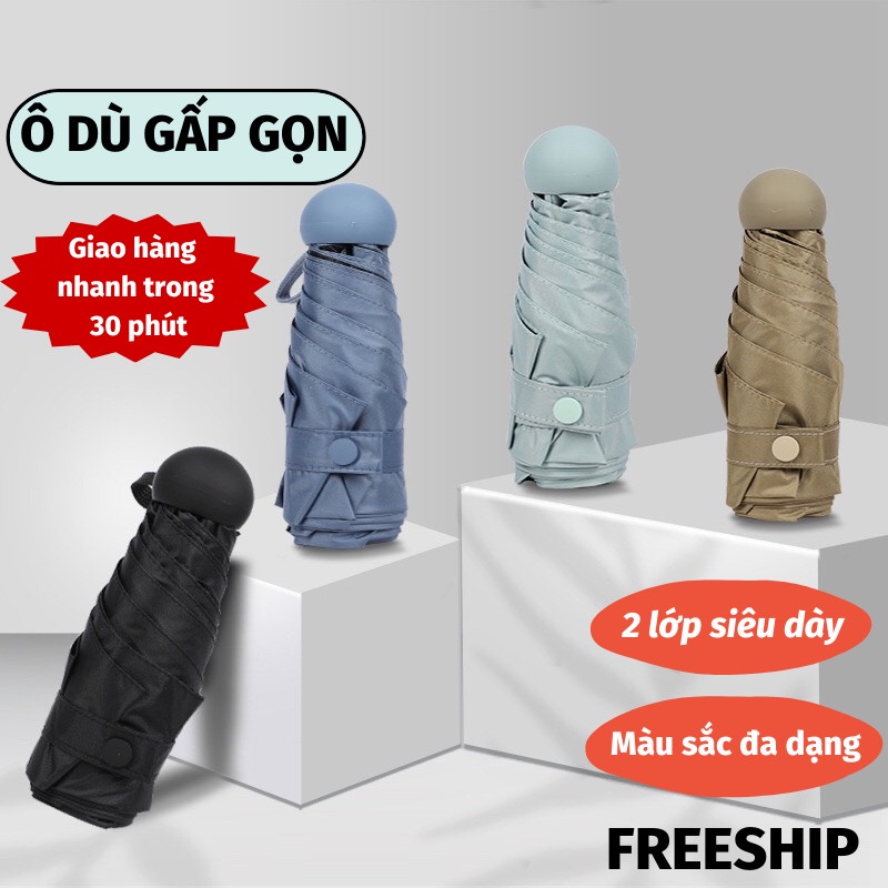 Dù Gấp Gọn Ô Che Mưa Nắng Mini Gấp Gọn Nhiều Màu Chống Thấm Chống Tia UV Hiệu Quả Dù Che Mưa Toki
