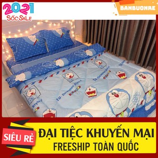 Sỉ bộ chăn phao ga gối 1m6 poly mẫu doremon