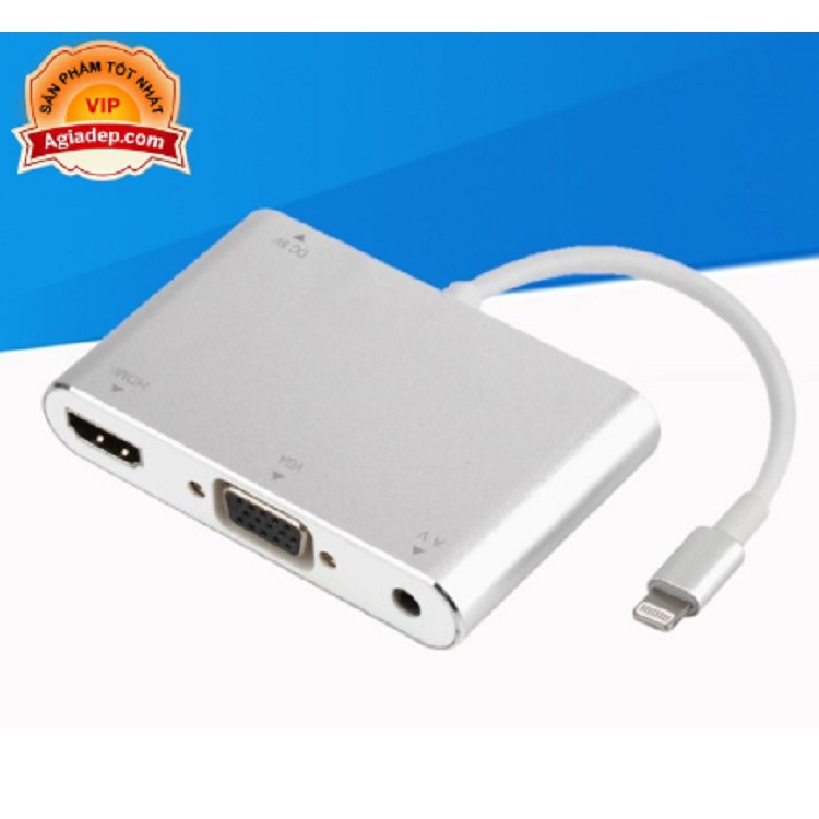 Cáp chuyển đổi từ Iphone/Ipad/Ipod sang HDMI và VGA có Audio Full HD1080P (Lightning to HDMI, VGA,Audio)