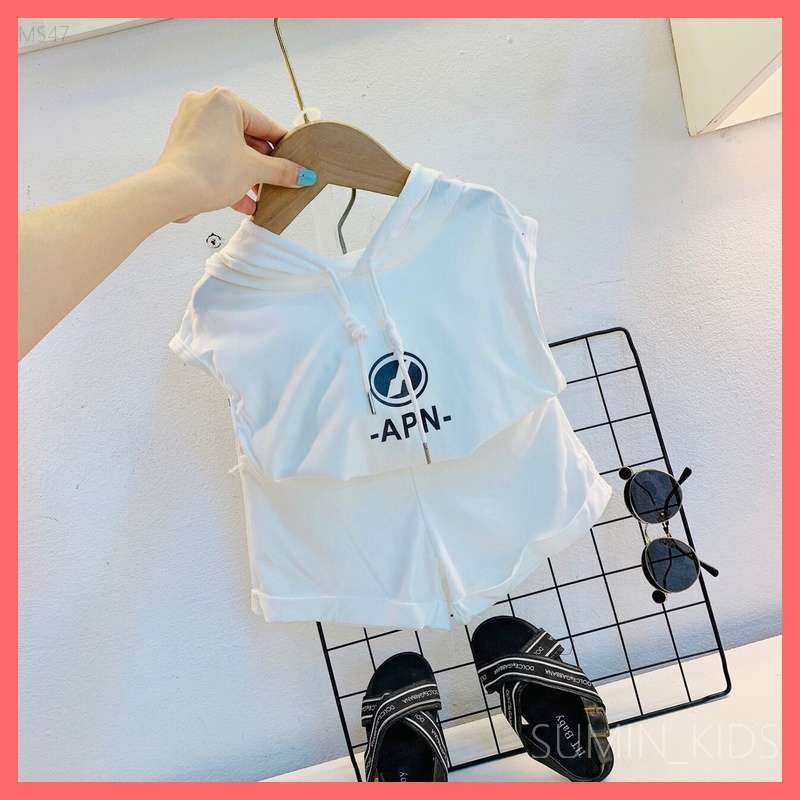 Bộ thể thao cho bé trai - Quần áo trẻ em Sumin Kids - Màu Trắng dáng Hoodie