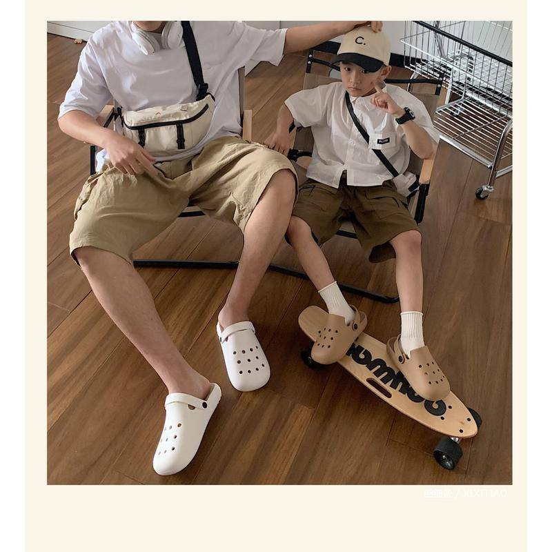 Dép crocs xixitiao màu trơn bằng eva êm nhẹ đế mềm chống trượt đục lỗ thoáng khí unisex