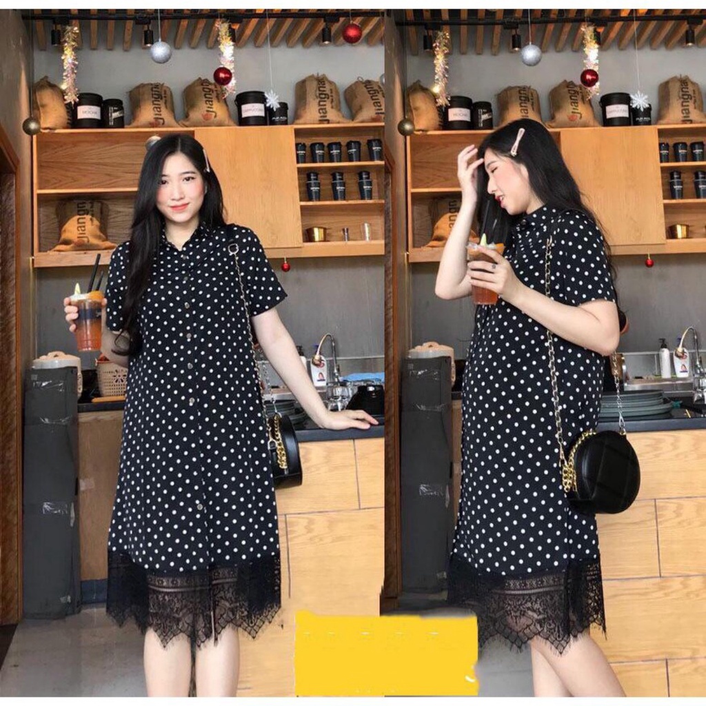 Đầm bầu ngắn tay chân ren M062 chất đũi hàn thời trang thiết kế freesize