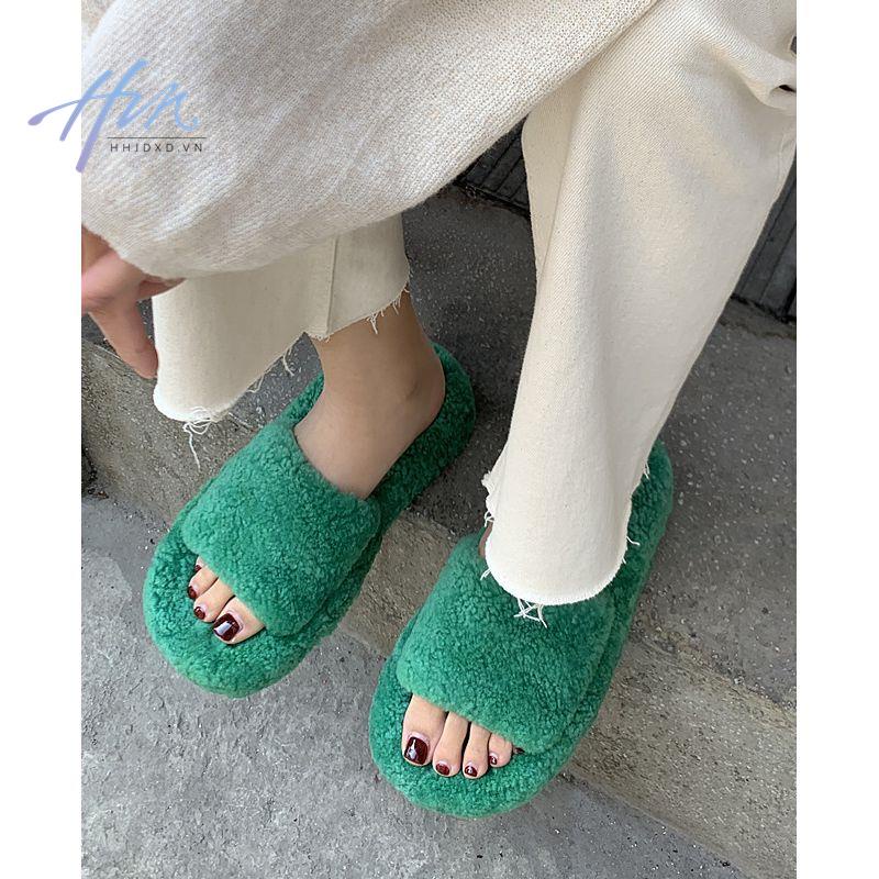 Dép bông mang ngoài trời đế dày tăng chiều cao phong cách mới thời trang 2022 cho nữ