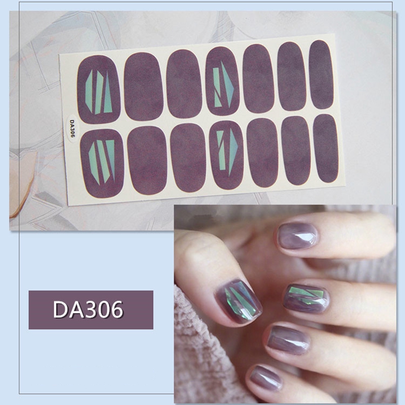 Bộ 14 miếng dán trang trí móng tay / móng tay giả nghệ thuật DA301-320 màu vàng đồng thời trang 3d diy