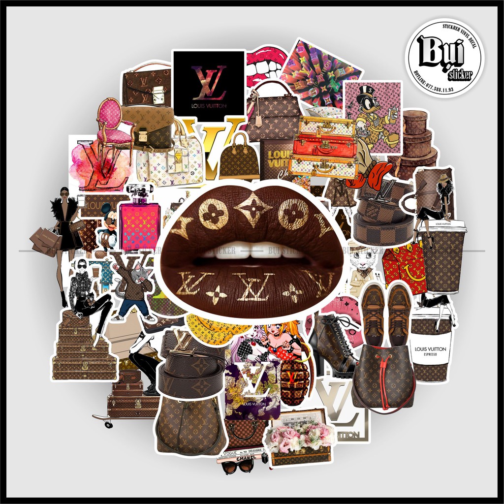 Sticker Louis Vuitton cute, dễ thương mẫu HOT nhất dán trang trí laptop, mũ nón bảo hiểm, vali, xe tay ga