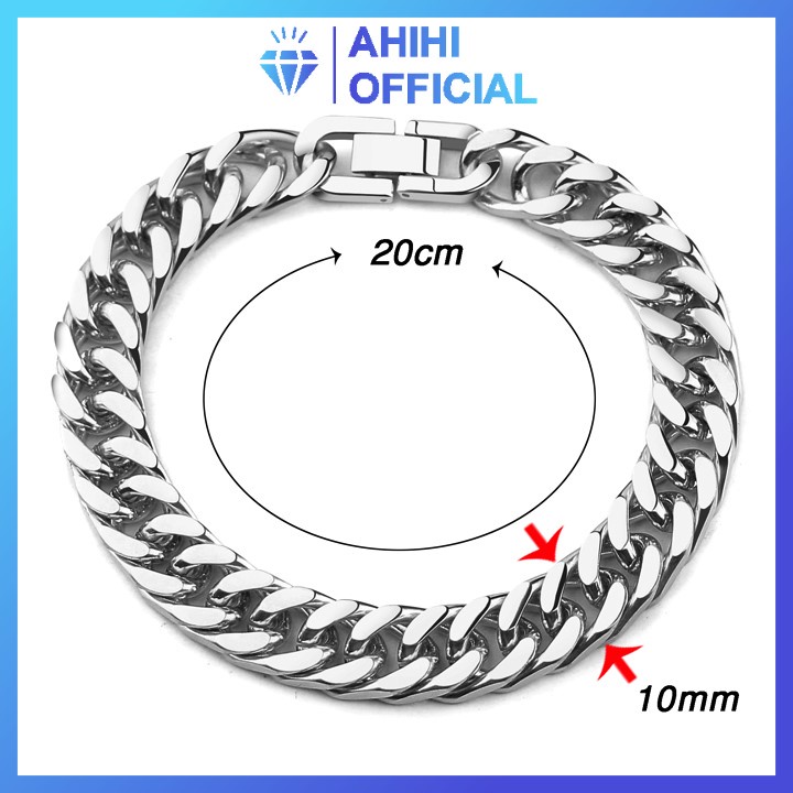 Lắc tay nam kiểu lặc đôi titan cao cấp rẻ đẹp khóa bộ cao cấp inox thép không gỉ ahihi.official cỡ 10mm PTLTNA15