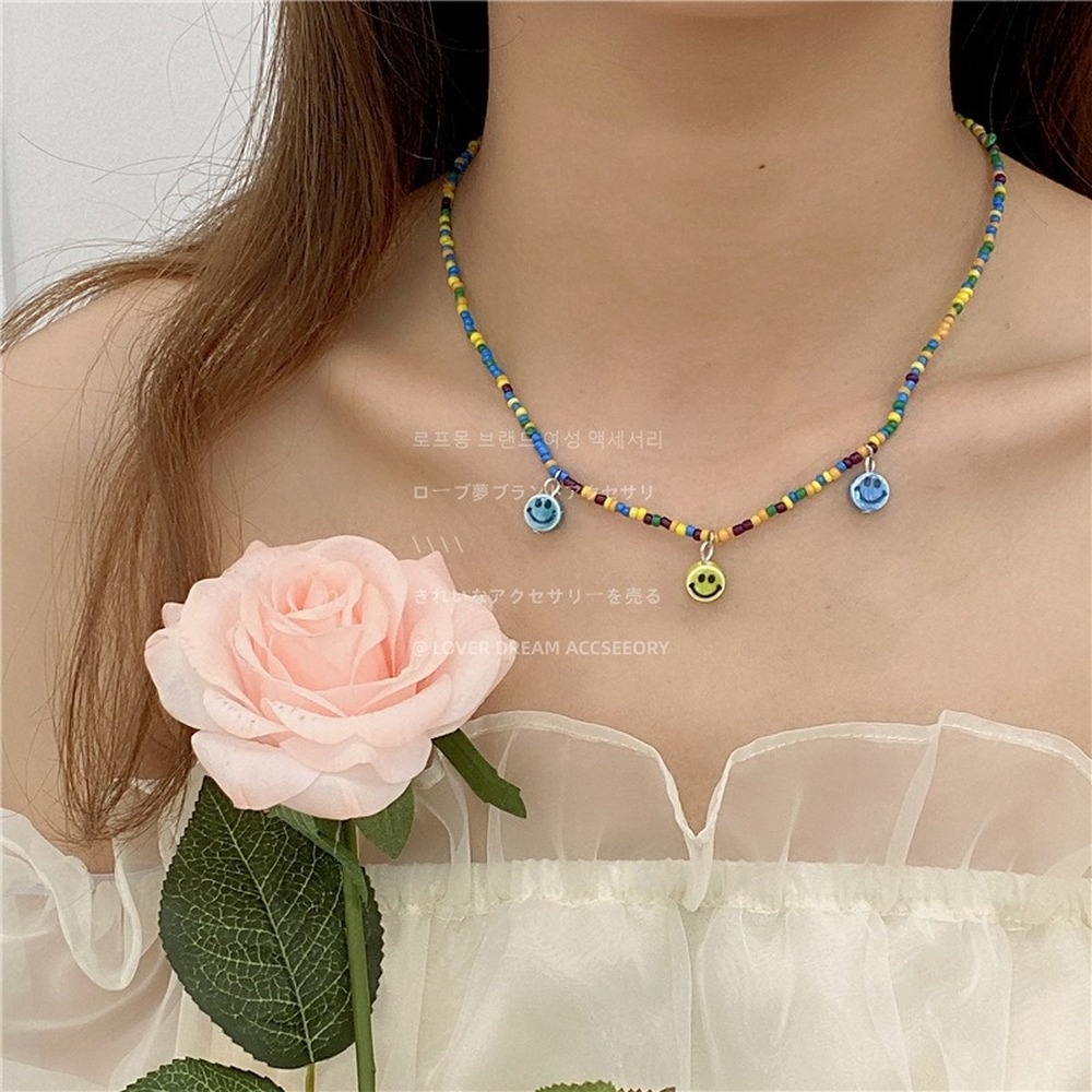 Vòng cổ Mặt Trái Tim / Mặt Cười / Hình Học Bằng Sứ Nhiều Màu Sắc Phong Cách Hàn Quốc Thời Trang Cho
