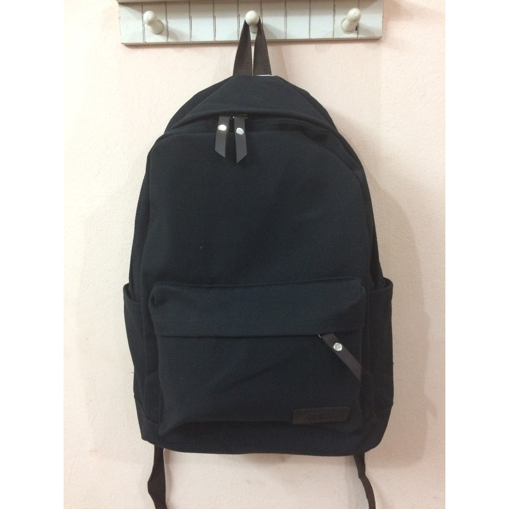 Balo vải bố canvas trơn đen basic đi học đi chơi nam nữ bền đẹp thời trang