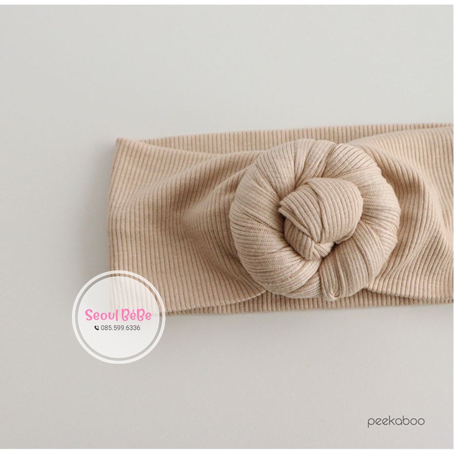 Turban búi cộc gân trơn Peekaboo 2021 nội địa Hàn