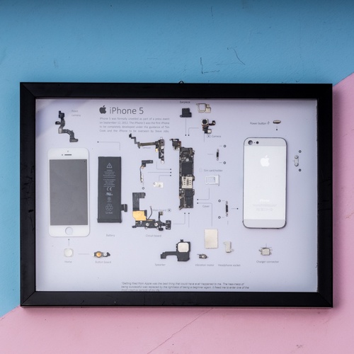 Khung tranh tiêu bản điện thoại iphone 5, tranh decor trang trí nhà cửa, linh kiện, phụ kiện Apple