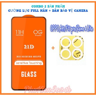 Combo cường lực 21d oppo a93 / f17 pro full màn hình + ốp lưng dẻo đen mịn chống bám bẩn a93 2020 - phukienso24h