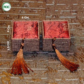 Hộp Nhẫn Chất Liệu Vải Thổ Cẩm Siêu Đẹp Size 6.5x6x3.5cm