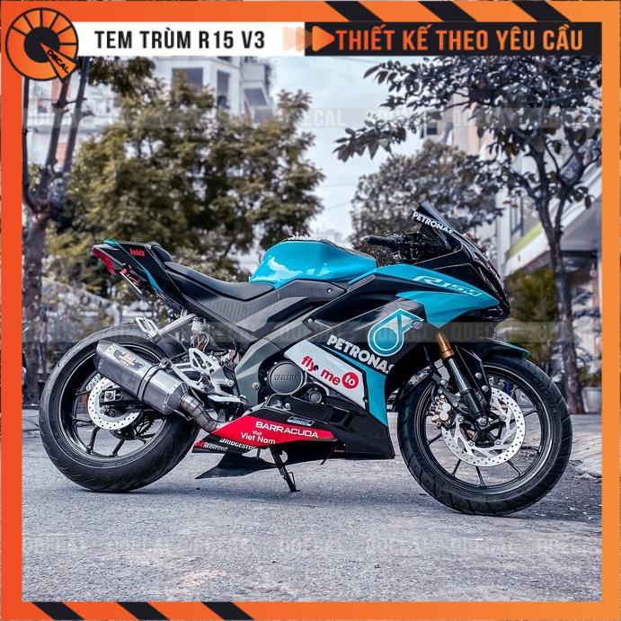 Tem trùm R15V3 Petronas Xanh Đen thiết kế theo yêu cầu in ấn decal 3 lớp