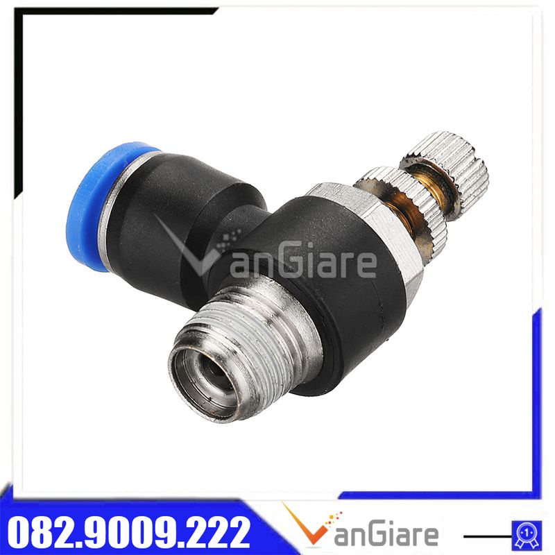 Van tiết lưu khí nén SL cho ống 4mm 6mm 8mm 10mm 12mm 16mm, van chỉnh lưu hơi ren ngoài nối ống
