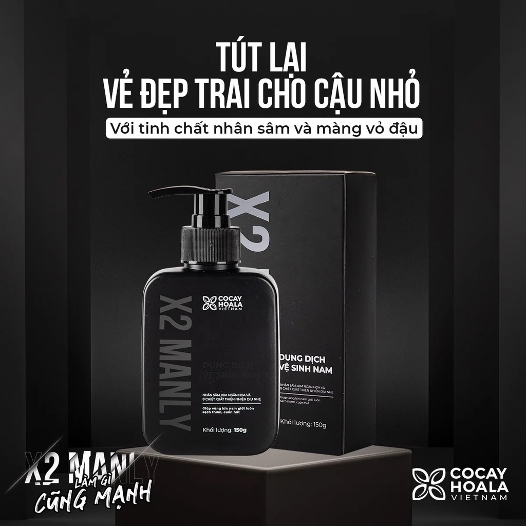 Dung Dịch Vệ Sinh Nam X2 Manly - Gel Vệ Sinh Nam X2 Manly 150ml  - Làm Sạch Khử Mùi Vùng Kín Nam