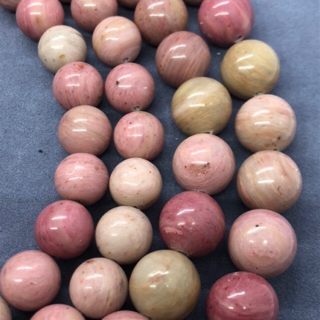 Vòng cổ chuỗi hạt Rhodochrosite tự nhiên 4-12mm hình tròn DIY