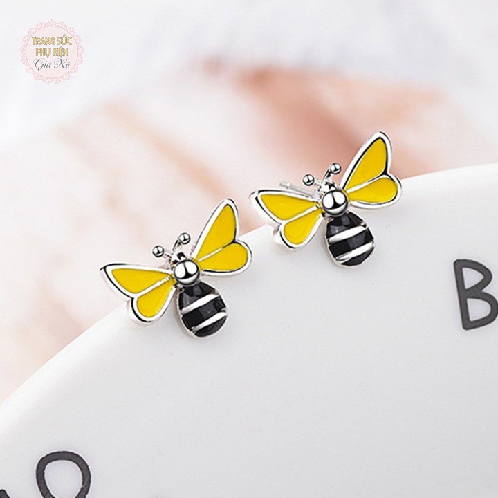 Bông tai thời trang nữ hình con ong nhỏ xinh, bạc ý S925 - HT225