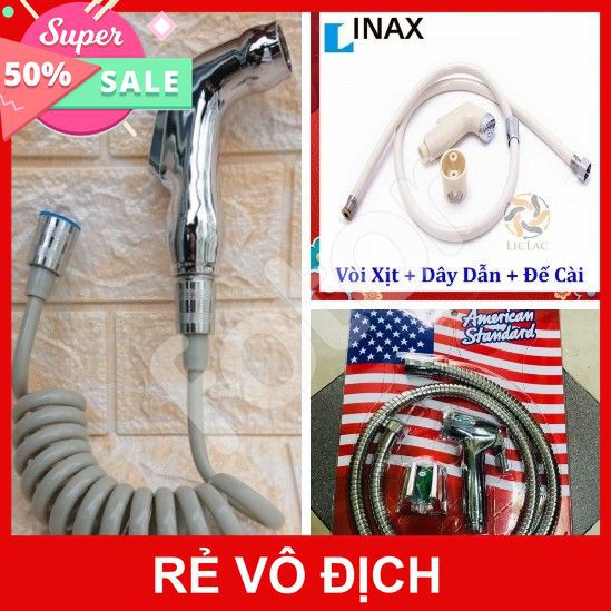 [XK][FREESHIP] BỘ VÒI XỊT TOILET KÈM DÂY AMERICAN - LINAX - DÂY XOẮN [HCM]