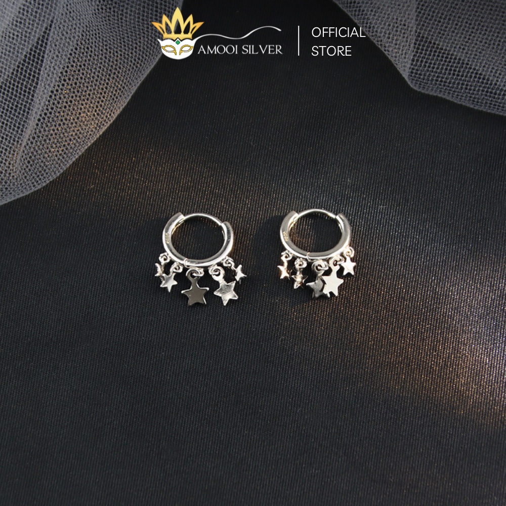 Bông Tai Bạc S925 Khoen Tròn Sao Boheme Đường Kính 10mm - Amooi Silver AB156