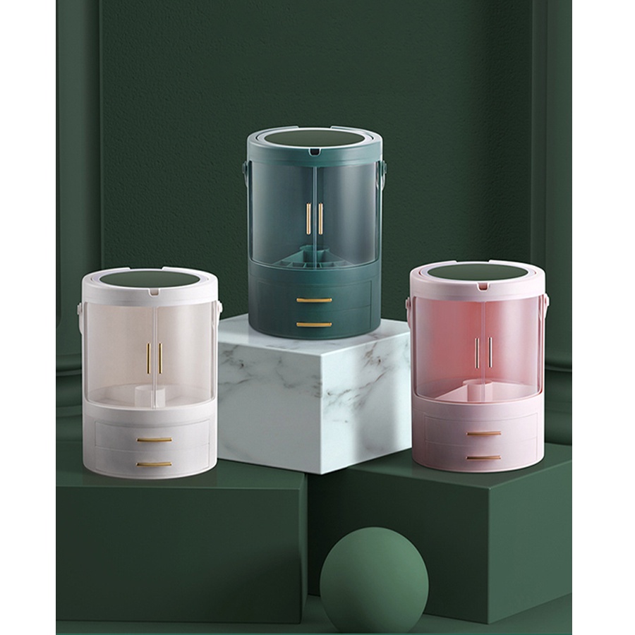 Hộp đựng đồ trang điểm có gương led hot hit, Kệ để mỹ phẩm tiện ích nhiều ngăn