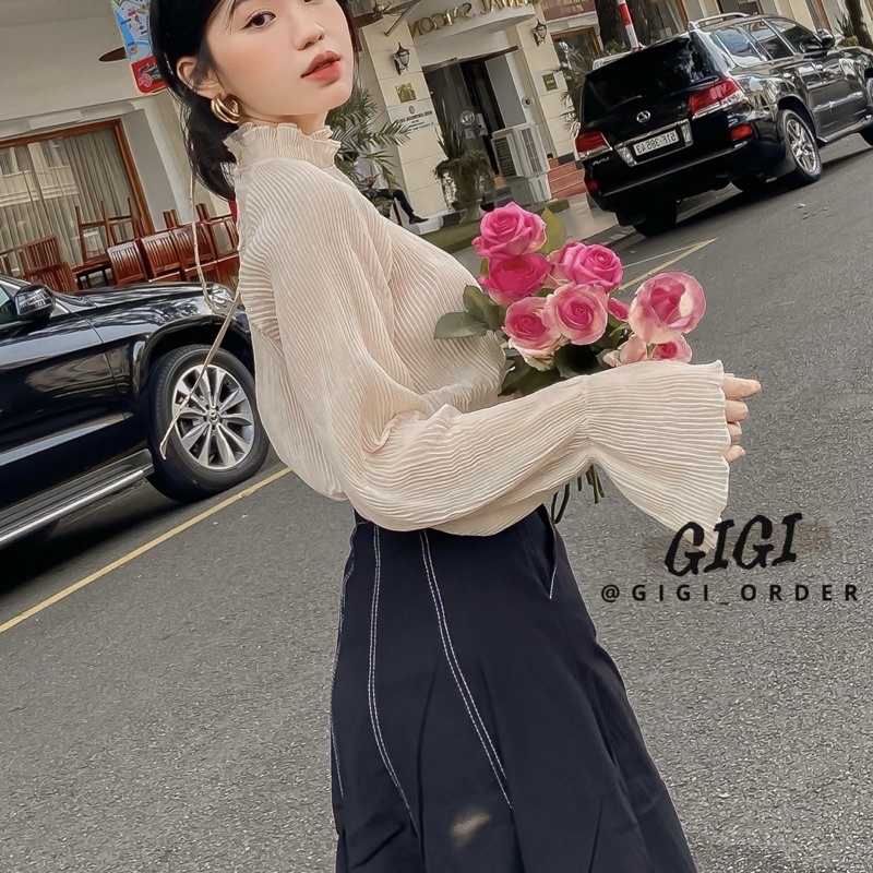 (có sẵn) Pleated Blouse (Áo kiểu xếp li) Freesize