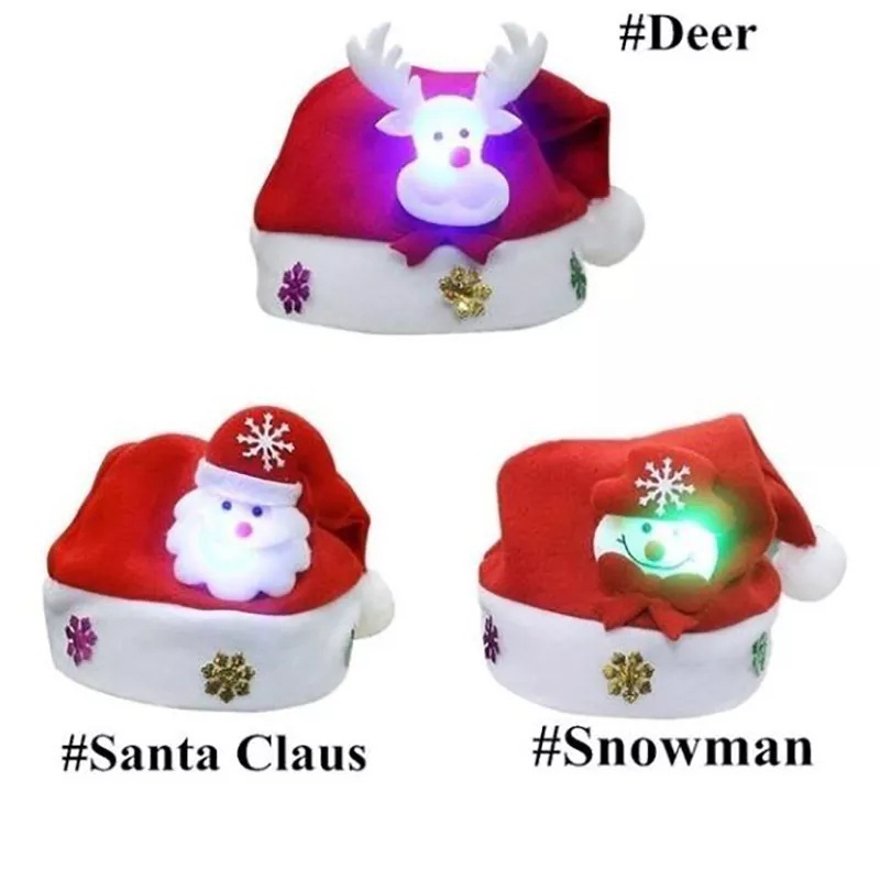 Mũ Giáng Sinh Có Đèn LED Phát Sáng Mừng Năm Mới Hình Người Tuyết ElK Ông Già Noel