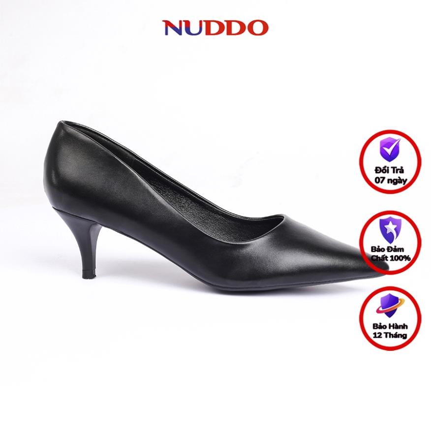 Giày cao gót nữ bít mũi công sở Nuddo gót nhọn 5p da mền sang trọng ;