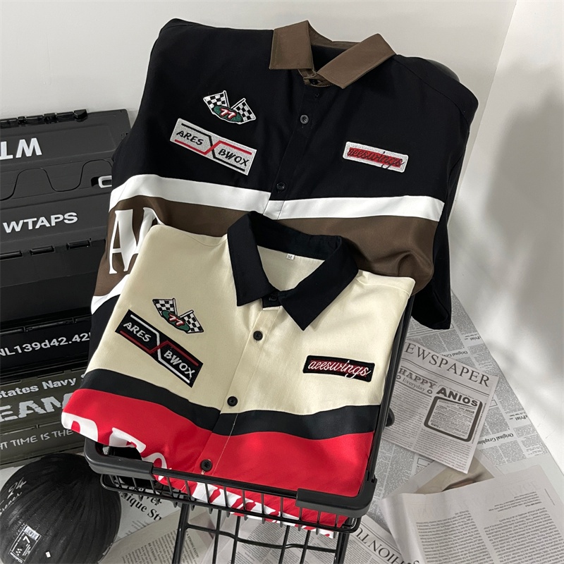 Áo Sơ Mi Ngắn Tay Dáng Rộng Phong Cách retro Mỹ Thời Trang Mùa Hè Dành Cho Nam 022