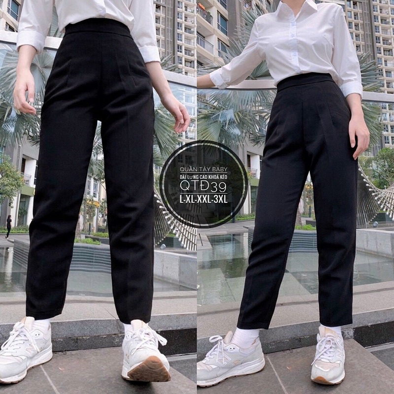 55-100kg Bigsize QUẦN TÂY BAGGY CẠP THUN LƯNG CAO