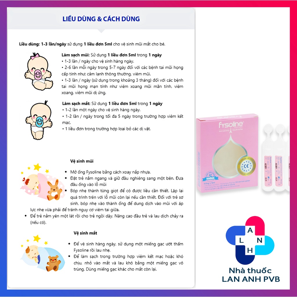 FYSOLINE  – Nước muối sinh lý cho bé từ 0 tháng tuổi.