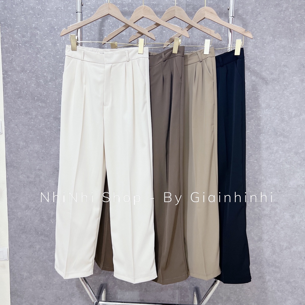Quần vải ống đứng cài cúc công sở, Quần tây ống suông cạp cao QS308- NhiNhi shop