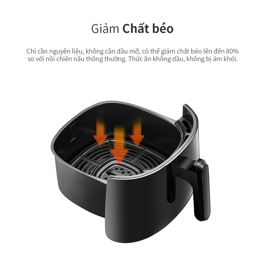 [Mã ELHADEV giảm 4% đơn 300K] Nồi chiên không dầu Lock&amp;Lock Easy Control air fryer 3,2L - màu đen EJF173BLK