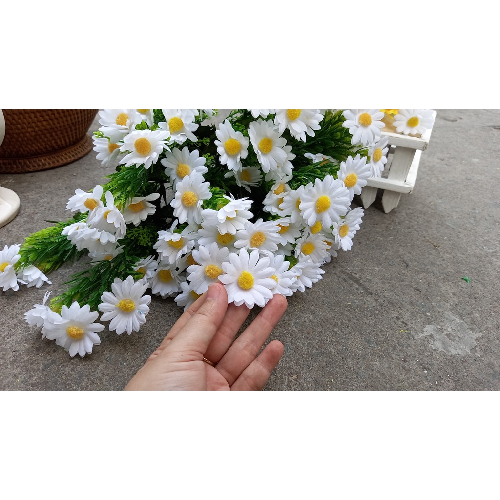 1 Bụi hoa cúc họa mi bông nhỏ giả 35cm - Hoa giả - Hương Flower